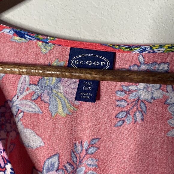 NWT Scoop Women Ruffle Tie Waist Pink Paisley Summer Romper 3/4 Sleeve XXL - Picture 5 of 7